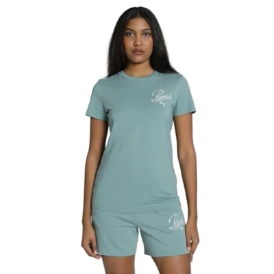 Image de PUMA ESS Script Tee, T Shirts Mixte, Green Moon, S