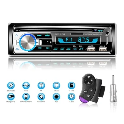 Image de Autoradio Bluetooth USB, Lifelf Radio Voiture Récepteur avec Lecteur MP3 WMA FM Télécommande, Deux USB Port, Soutien iOS, Android (Non CD/NONRDS)