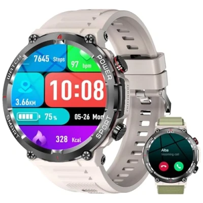 Image de IOWODO Montre Connectée Homme avec Appel Bluetooth, Appel, Écran 1.39&quot; TFT, Moniteur Cardiofréquence/SPO2, Analyse Sommeil, 100 Modes de Sport,pour Android/iOS (Gris)