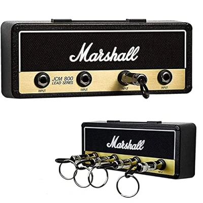Image de Marshall porte Clef Mural Jack Rack 2.0 JCM800 Guitare Touche De Accroche Crochet Support pour Clé Maison Fixation avec 4 Clés Keyholder holder Set Noir
