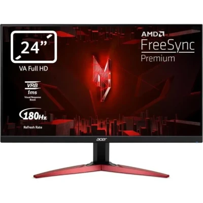 Image de Acer Nitro KG241YS3biipf Écran PC Gaming 24&quot; Full HD, 180Hz (1920x1080, 16:9, FreeSync, 1ms VRB, 250 Nits, Comfyview, BluelightShield, 2xHDMI 2.0/1xDP 1.2) Moniteur Inclinable, Couleur Noir