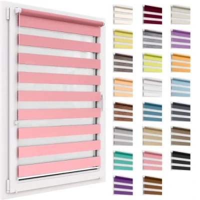 Image de Store Double sans Percer, 100cmx220cm Taille du Tissu, Duo Rollo Klemmfix, Translucide Et Obscurcissant, Day&amp;Night, Enroulement Protection Solaire À pour Fenêtres &amp; Portes