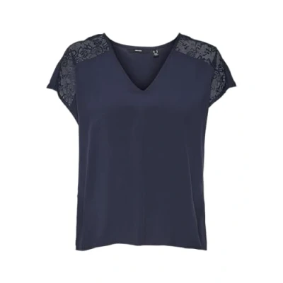 Image de VERO MODA Vmrusk Lace V Neck SS Top WVN GA Haut, Cayenne, XL Femmes