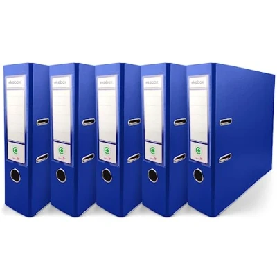 Image de Netuno 5x classeur à anneaux bleu A4 mécanisme 2 8cm plastique d&#039;école pour documents de format levier bureau maison