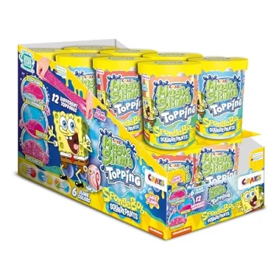 Image de CRAZE Magic Slime Topping Bob l&#039;éponge, 16 Pots de pour Enfants, Chaque Pot Contient 70 ML et Deux toppings, Couleurs toppings aléatoires