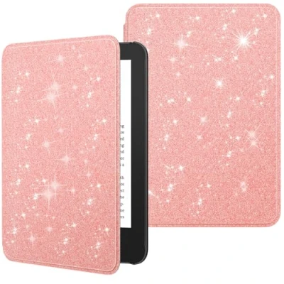 Image de MoKo Étui Compatible avec 6&quot; Kindle 11e Génération Version 2024/2022 &amp; Internationale, Coque Légère Réveil/Sommeil Automatique pour Liseuse 2024 Gén., Rose Pailleté