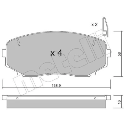 Image de METELLI 22 0872 1 Jeu de plaquettes frein avec indicateur d&#039;usure MITSUBISHI: Eclipse Cross