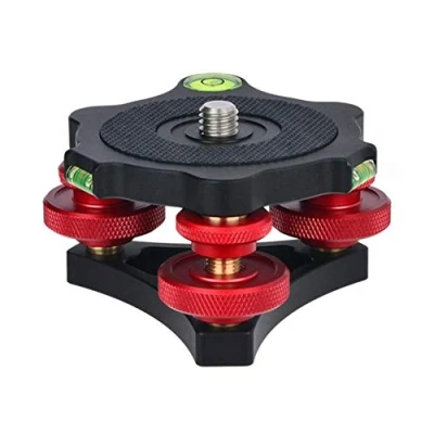 Image de Lp 64 Caméra De Trépied Leveling Base en Alliage D&#039;aluminium Triple Roue Précision Leveler Niveau À Bulle 3/8 » Vis 15kg Charge