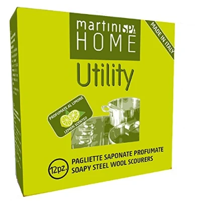 Image de MartiniSPA Home Utility 0204b00 abrasif saponate parfumées au Citron, Acier et Savon, Argent, 14.5 x 4.9 cm, 12 unités