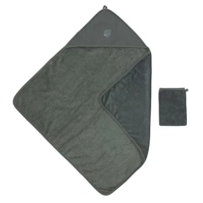 Image de Nattou Serviette de Bain à Capuche et Gant Toilette en Coton Polyester (Tissu Éponge), Motif Feuille, Environ 75 x cm, Coton, Luna Axel, Vert