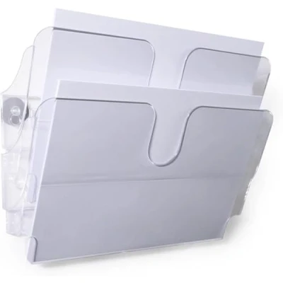 Image de Durable FLEXIPLUS 1709022400 Distributeur de brochures 2 compartiments Format A4 paysage Porte documents magnétique Transparent