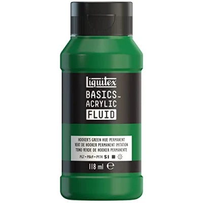 Image de Liquitex 8870405 Basics Fluid Peinture acrylique à consistance fluide, séchage rapide, résistante la lumière, imperméable, base d&#039;eau, Flacon de 118 ml, Vert Hooker Imitation