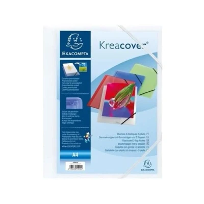 Image de Exacompta Réf. 55185E Carton de 25 chemises à élastiques Kreacover pochettes 3 rabats en polypropylène translucide dimensions 24 x 32 cm pour documents au format A4 couleur rouge