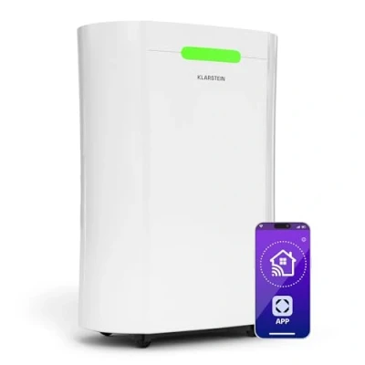 Image de KLARSTEIN AeroDry Smart 12l déshumidificateur d&#039;air 12 L/Jour, réservoir 2,5 L, WiFi, Alexa, Affichage LED, Seulement 39 DB, Filtre à Charbon Actif, minuterie, Intelligent, Blanc