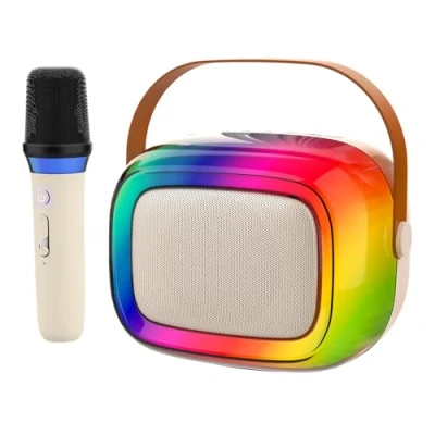 Image de GUYUCOM Machine de karaoké avec 1 Mini Microphone sans Fil pour Enfants et Adultes, Bluetooth Portable comme Jouet à partir 2 Ans garçons Filles Cadeaux fête d&#039;anniversaire