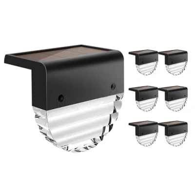 Image de Moman Lumières Solaires Exterieure, 6Pcs LED Lampes de Jardin Blanc Chaud &amp;7 Couleurs Changeante IP55 Étanche pour Clôture Escaliers Cour(Ondulation), Lampe Solaire Exterieur Lumière