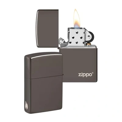 Image de Zippo Modèle Flamme et Logo Black Ice® Laser Engrave Briquet Coupe Vent, Rechargeable, dans Une boîte Cadeau de Haute qualité