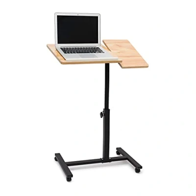 Image de Table ordinateur portable avec hauteur réglable, Support laptop 4 roulettes tablette, d&#039;appoint