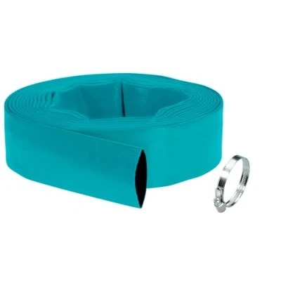 Image de Gardena Jeu tube plat 38 mm (1 ½ pouce) : tuyau à eau flexible, kit pour pompes submersibles, collier de serrage, résistance une pression 5 bars, 10 m (5005 20)