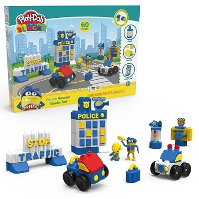Image de Play Doh Blocks, Construction et création, Police, 60 pièces, Jouet pour Enfants à partir de 3 Ans, GIOCHI PREZIOSI, PLD00