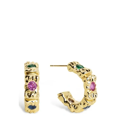 Image de SINGULARU Boucles d&#039;oreilles Sand Colors en laiton plaqué or 18Kt avec perles Fermoir Congo/Click Bijoux pour femmes