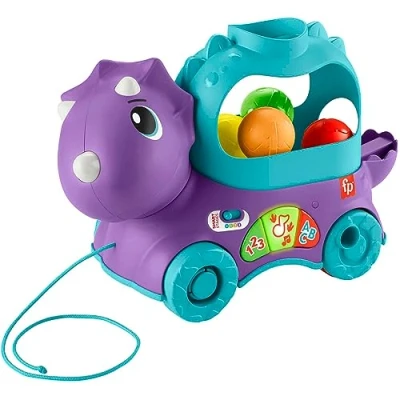 Image de Fisher Price Jouet D’Éveil Tricératops Lance Balles Avec Effets Sonores Et Lumineux, 3 Niveaux D’Apprentissage Éveil Progressif, Enfant, Dès 12 Mois, Version: Allemande, HNR54