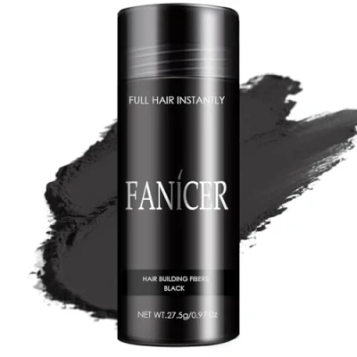 Image de Fibre Capillaire, Poudre Densifiante Cheveux, Cheveux Pour Clairsemés, Fibres capillaires de effet immédiat, sont plus épais, Moelleux(Noir)