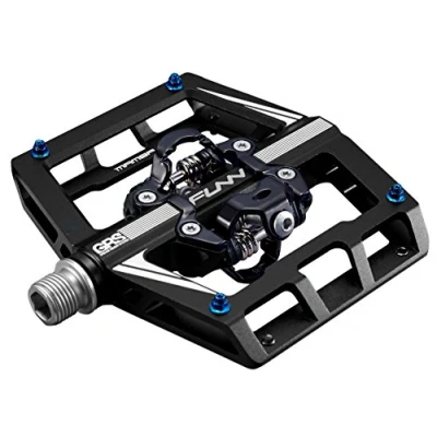 Image de Funn Mamba Pédales Automatiques VTT, VTT à Plateforme Large Clip Double Face, Compatibles avec Les Cales SPD, de Vélo Axe en CrMo 9/16 Pouces (Noir)