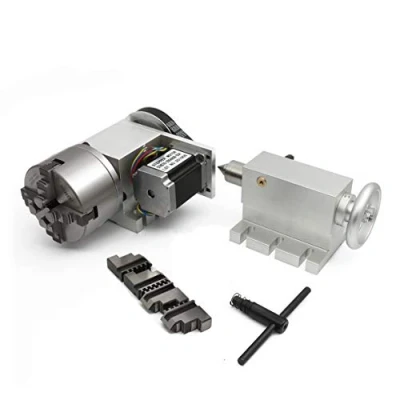 Image de RATTMMOTOR Axe rotatif CNC 4 axes Rotary Axis K12 100 mm avec mandrins de mâchoires bâton d&#039;équitation 65 4th pour machine à graver fraiseuse