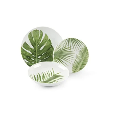 Image de Excelsa Foliage Service d&#039;assiettes de 18 pièces, porcelaine Multicolore