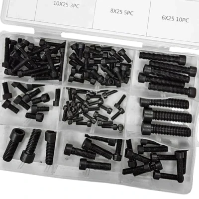 Image de Dunnet Tools Lot de 106 écrous hexagonaux M4 M5 M6 M8 M10 Assortiment boulons et pour bricolage Construction automobile dans étui rangement Vis hexagonales en acier au carbone