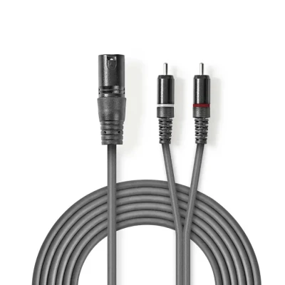 Image de Nedis COTH15200GY30 câble audio 3 m XLR (3 pin) 2 x RCA Gris Neuf
