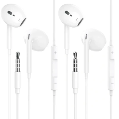 Image de 2 Pack Écouteurs Filaires, Intra Auriculaires avec Jack 3.5mm Microphone et Contrôle du Volume, Antibruit Compatible MP3/4 Samsung S10/9/8/7/6/5/4/3, iPhone, iPod, iPad