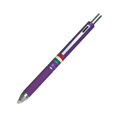 Image de Osama, Quadra Stylo Bille 0,8 mm Pointe Fine + Porte Mine 0,5 mm, à Déclic en Caoutchouc Couleur avec Encre Noire, Bleue et Rouge Idéal pour Papeterie, Fourniture Scolaire Bureau, Violet