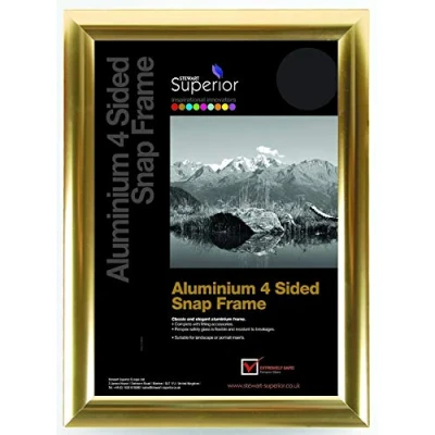 Image de Stewart Superior Cadre photo en aluminium A2 4 côtés 25 mm à chargement frontal Finition dorée polie
