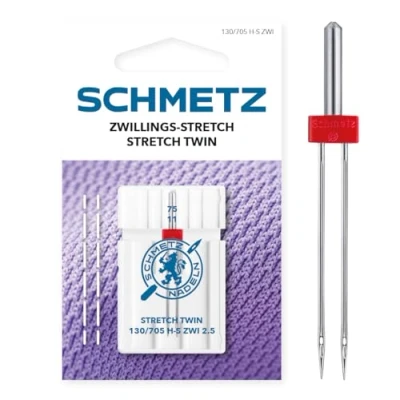 Image de SCHMETZ 1 Aiguille pour machine à coudre Double Stretch 130/705 H S ZWI 2.5 Grosseur 2.5/75