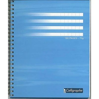 Image de Calligraphe 403C Un Cahier à Spirale (une Marque de Clairefontaine) 17x22 cm 180 Pages Grands Carreaux Papier Blanc 70 g Couverture Carte Recyclée Vernie Couleur Aléatoire