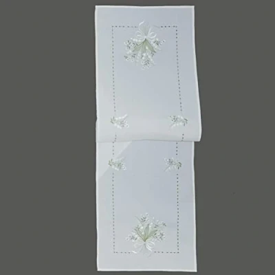 Image de Raebel OHG Chemin de table 40 x 140 cm avec broderie muguet blanc vert Pâques printemps