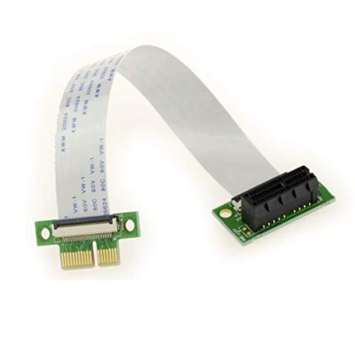 Image de KALEA INFORMATIQUE Nappe d&#039;extension PCI Express de Type Riser. Connecteurs PCIe x1 et nappes Souples FPC 15cm ou 25cm