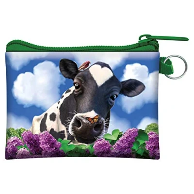 Image de Porte Monnaie 3D LiveLife Vache Curieuse de Deluxebase. et Carte Lenticulaire Ferme avec Fermeture éclair sécurisée Illustrations sous Licence Artiste renommé Jerry LoFaro