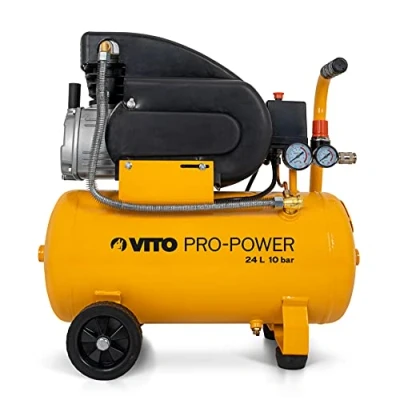 Image de VITO Compresseur d&#039;air 24L Silencieux 10 bar 145 PSI 2.5 CV Débit 206 L/min