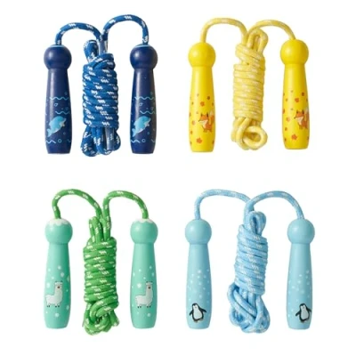 Image de THE TWIDDLERS 4 Cordes à Sauter Réglables en Coton avec Poignée Bois pour Enfants (260cm) Solide &amp; Résistant Cadeaux Garçons Filles