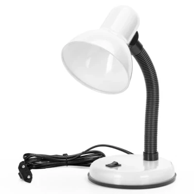 Image de Aigostar Vintage Lampe de Bureau, Table Retro avec Prise, Sans Ampoule, Compatible Les Ampoules LED Modele E27, Colonne Reglable, Blanc