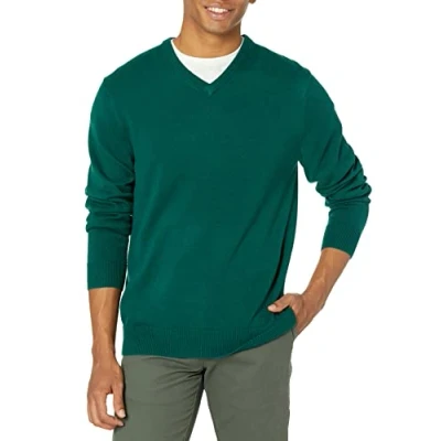 Image de Amazon Essentials Pull à col en V (Grandes Tailles Disponibles) Homme, Vert Foncé, M