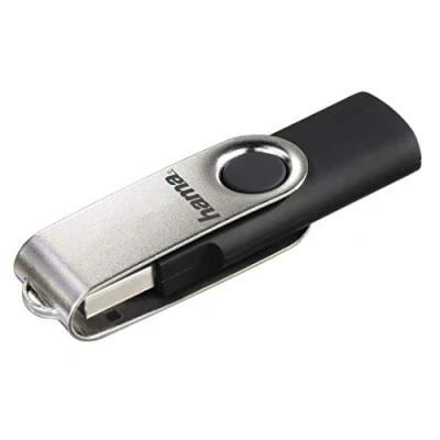 Image de Hama clé USB 2.0 &quot;Rotate&quot; (capacité de 64 GB, taux transfert 10 MB/s, avec accroche porte clefs, flashpen usb) Noir/Argent