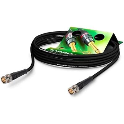 Image de sommer cable BNC coaxial video 75 Ω HD/3G/6G/12G SDI / 4K UHD SC Vector 0.8/3.7 BNC/BNC hicon black 16,4ft (5m) made in germany by
