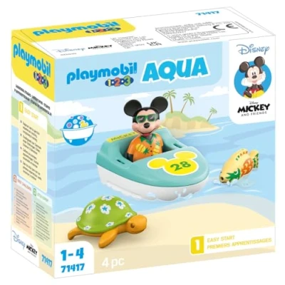 Image de Playmobil 71417 1.2.3 &amp; Disney : Mickey avec Bateau Jouets de Bain Le Personnage Mouse, Un Bateau, Poisson et Une Tortue pour Les Tout Petits 18 36 Mois