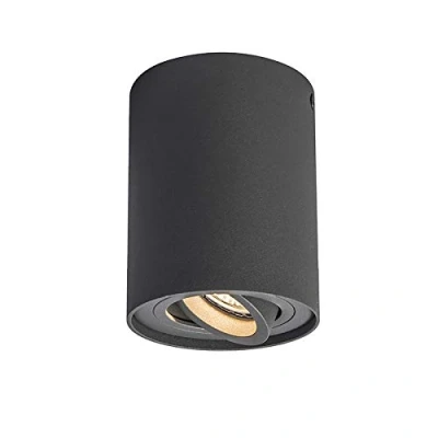 Image de Qazqa rondoo up Spot plafond, plafonnier 1 lumière Ø 9.65 cm Gris foncé Design, Moderne éclairage intérieur Salon I Chambre Cuisine Salle à manger