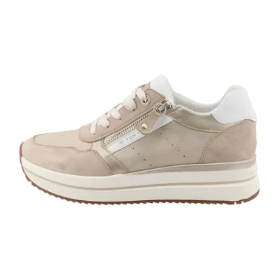 Image de TOM Tailor Baskets basses, Femme, Taille: 41, Cream\gold Imitation cuir/textile