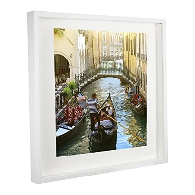 Image de BD ART Cadre Photo profond Blanc 50x50 cm Box 3D Boîte avec Passe Partout 40x40 cm, Plexiglas